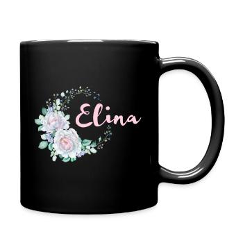 Elina Flower Wreath - Full Colour Mug - black - Right