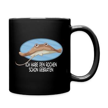 Rochen Spruch Lustiges Meeres Tier Motiv - Tasse einfarbig - Schwarz - Rechts
