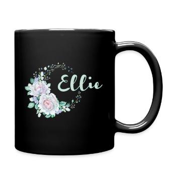 Nom de couronne de fleurs Ellie - Mug uni - noir - Droite