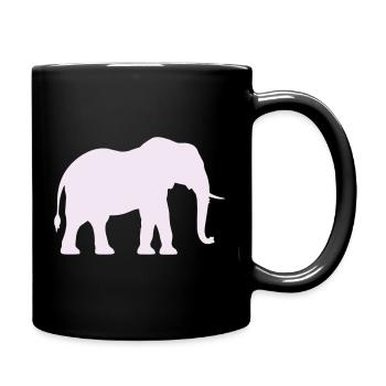 Elefanten-Silhouette Pastellrose - Tasse einfarbig - Schwarz - Rechts