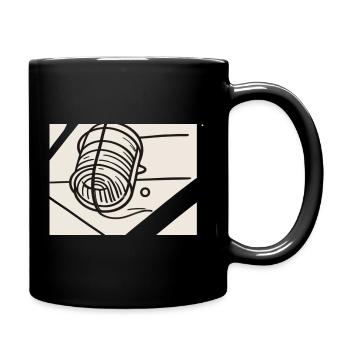 Linienkunst Wollknäuel - Tasse einfarbig - Schwarz - Rechts