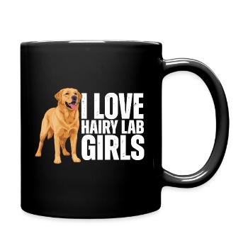 I Love Hairy Lab Girls Labrador Retriever - Full Colour Mug - black - Right