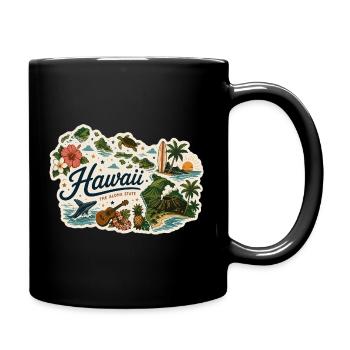 Vintage Hawaii Aloha State Reiseaufkleber - Tasse einfarbig - Schwarz - Rechts