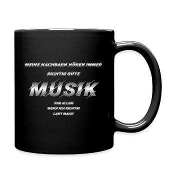 Lustiger Metallic-silberner Schriftzug für Metal - Tasse einfarbig - Schwarz - Rechts