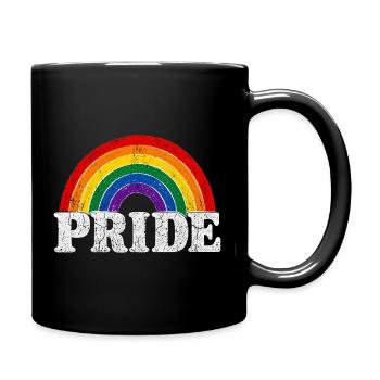 Pride Rainbow Vintage Regenbogen Shirt Sticker - Tasse einfarbig - Schwarz - Rechts