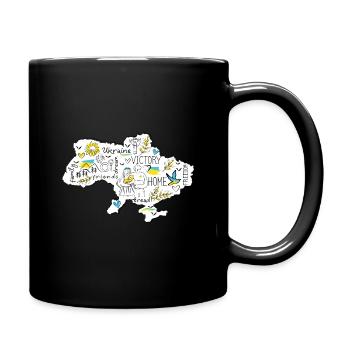 Ukraine Victory Doodle-Karte - Tasse einfarbig - Schwarz - Rechts