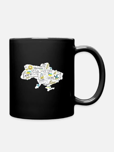 Ukraine Victory Map Doodle - Full Colour Mug - black