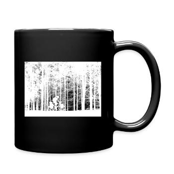 Freedom on two wheels – cyclists in the forest - Full Colour Mug - black - Right