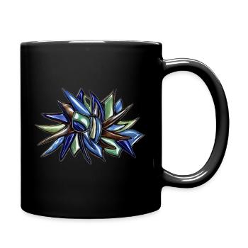 Blue-green fragment flower - Full Colour Mug - black - Right