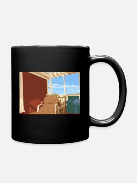Gemütlicher Liegestuhl auf sonniger Veranda  - Tasse einfarbig - Schwarz