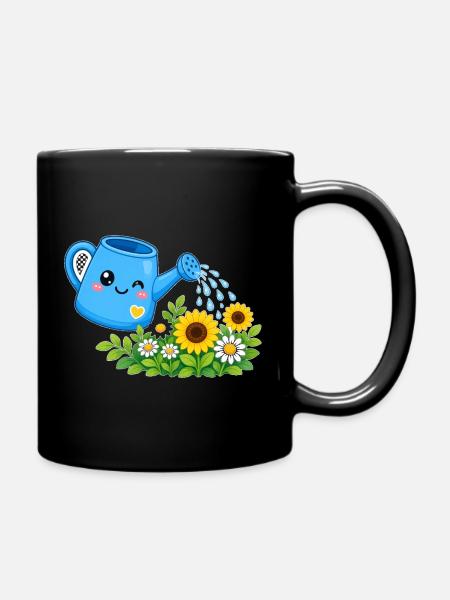 Watering Can Blooms – Gießkanne Blüten - Tasse einfarbig - Schwarz