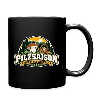 Pilzsaison Waldforaging Logo - Tasse einfarbig - Schwarz - Rechts