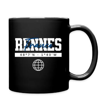 Rennes Frankreich Koordinaten Reise Souvenir - Tasse einfarbig - Schwarz - Rechts