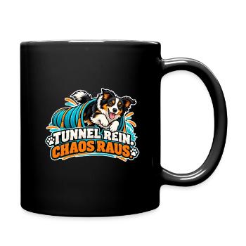 Tunnel Rein Chaos Raus – Hundedesign - Tasse einfarbig - Schwarz - Rechts