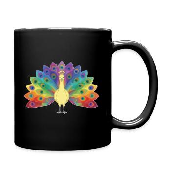 Regenbogenpfau in Federn - Tasse einfarbig - Schwarz - Rechts