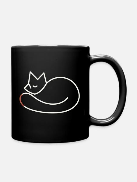 Ruhender Fuchs – Minimalistische Linienkunst - Tasse einfarbig - Schwarz