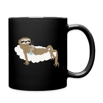 Faultier_auf_Wolke - Tasse einfarbig - Schwarz - Rechts