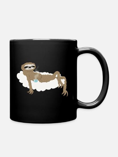 Faultier_auf_Wolke - Tasse einfarbig - Schwarz