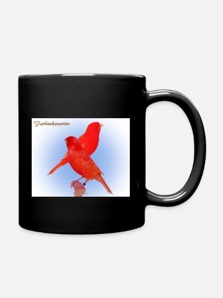 Rote Kanarienvögel - Tasse einfarbig - Schwarz
