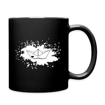 Bateau de taches de couleur - Mug uni - noir - Droite