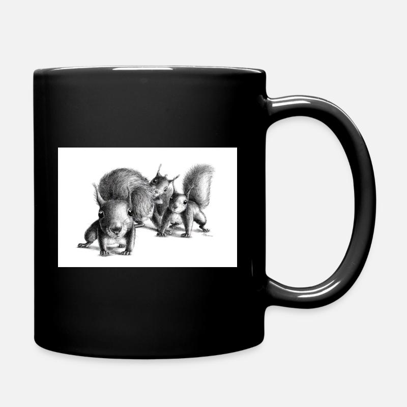 Drei neugierige Eichhoernchen - Tasse einfarbig - Schwarz