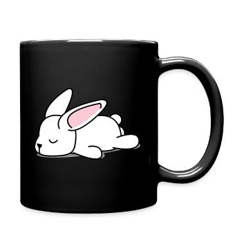 Lapin paresseux - Mug uni - noir - Droite