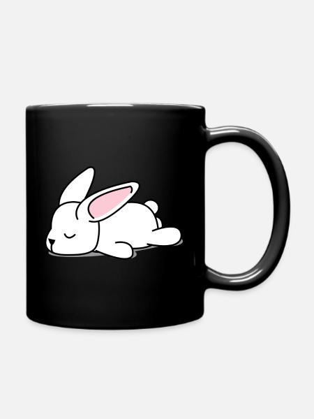 Lazy bunny - Full Colour Mug - black