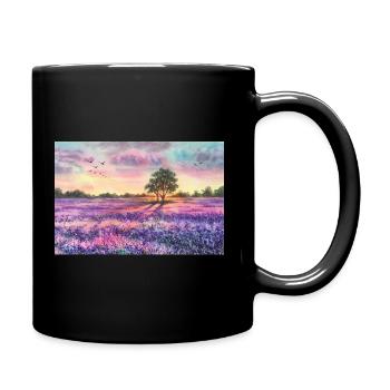 Champ de lavande. - Mug uni - noir - Droite