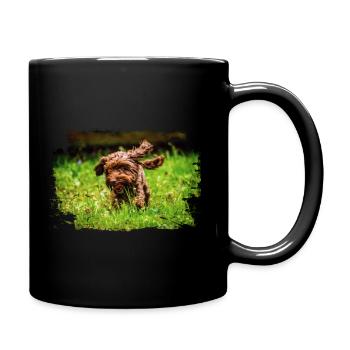 Photo de chien Cockapoo chocolat - Mug uni - noir - Droite