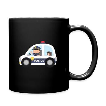 Polizist und Hund im Auto - Tasse einfarbig - Schwarz - Rechts