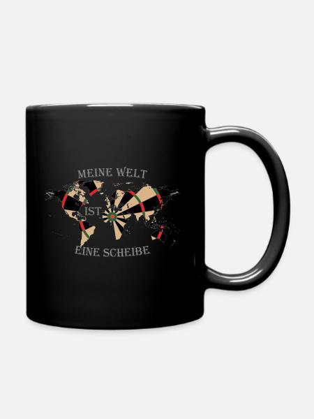 Meine Welt ist eine Scheibe Dart spielen; darten - Tasse einfarbig - Schwarz