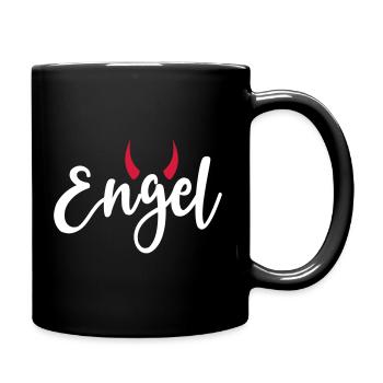 Engel Teufel Hörner Bengel launisch frech - Tasse einfarbig - Schwarz - Rechts
