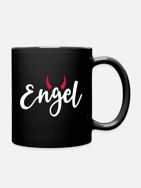Engel Teufel Hörner Bengel launisch frech - Tasse einfarbig - Schwarz