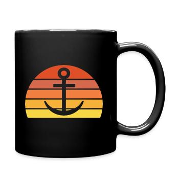 Anchor retro sunset beach feeling - Full Colour Mug - black - Right