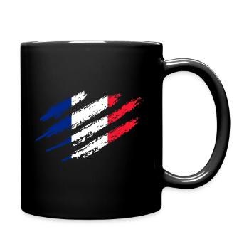 Frankreich Flagge Kratzer Französische Fahne Cut - Tasse einfarbig - Schwarz - Rechts