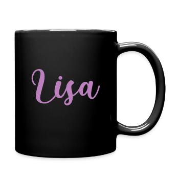 Lisa, Name, schreibschrift , rosa - Tasse einfarbig - Schwarz - Rechts