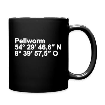 Pellworm Koordinaten - Tasse einfarbig - Schwarz - Rechts