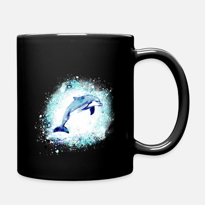 Delfin, graffiti, malerei,blau,fisch, - Tasse einfarbig - Schwarz