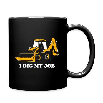 Excavator Backhoe Heavy Equipment Operator Funny - Full Colour Mug - black - Right