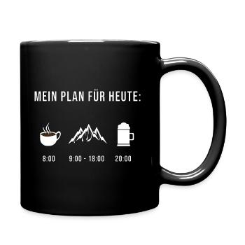 Wandern Wanderer Berge lustiger Spruch Kaffee Bier - Tasse einfarbig - Schwarz - Rechts