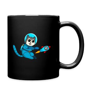 Niedlicher Comic Katzen Astronaut im Weltraum - Tasse einfarbig - Schwarz - Rechts