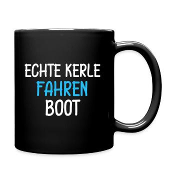 Kerle Fahren Boot Bootsführerschein Geschenk Juni - Tasse einfarbig - Schwarz - Rechts