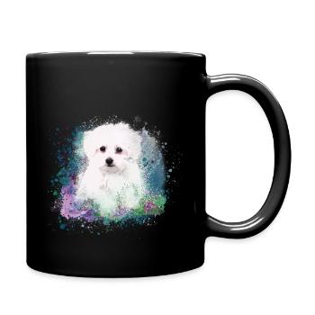 Maltais, chien, blanc, peinture, graffiti, bleu - Mug uni - noir - Droite