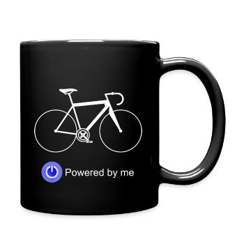 Powered, me, Rennrad, Fahrradfahren - Tasse einfarbig - Schwarz - Rechts