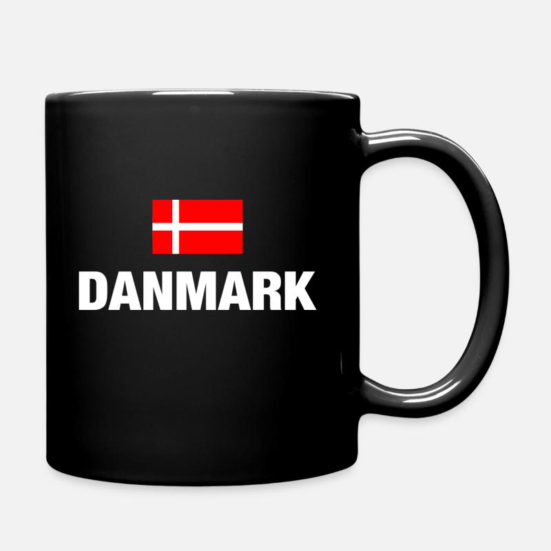 Dänemark Danmark Fußball Fan dänische Flagge - Tasse einfarbig - Schwarz