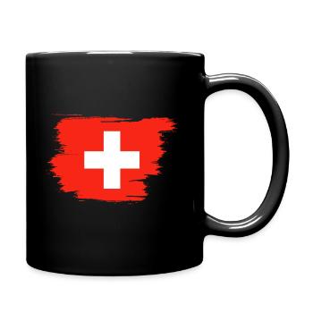 Schweiz Flagge - Tasse einfarbig - Schwarz - Rechts