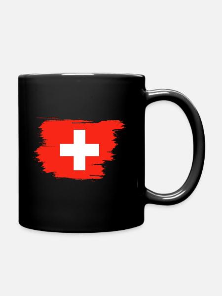 Schweiz Flagge - Tasse einfarbig - Schwarz