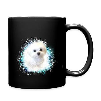 malteser ,hund ,weiß ,hund, Malerei,graffiti,welpe - Tasse einfarbig - Schwarz - Rechts