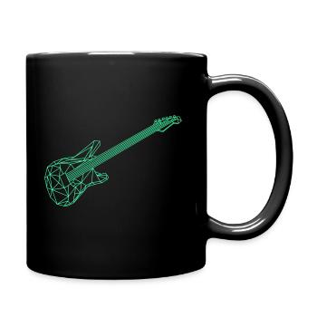 guitare polygone ligne vert clair guitare électrique - Mug uni - noir - Droite