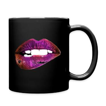 Kiss Mouth Red Lips Kiss Lips Modern Graphic Look - Full Colour Mug - black - Right